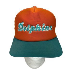 Vintage Miami Dolphins Hat Mesh Foam Snap Back Trucker Cap 1980s NWOT Deadstock